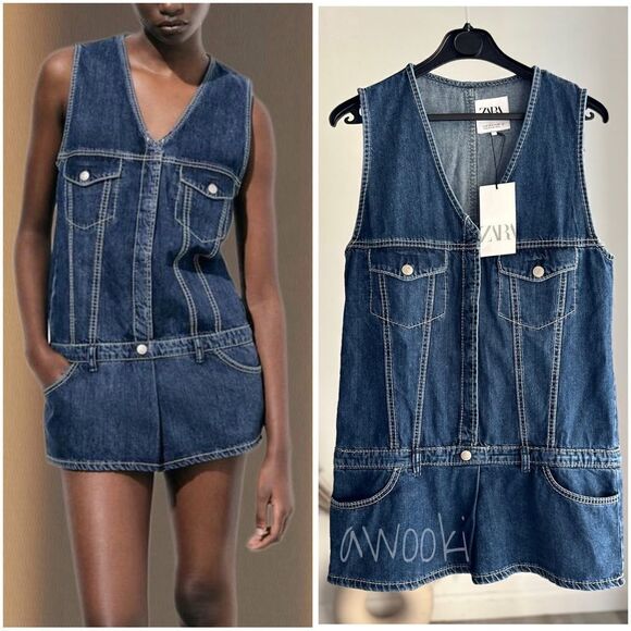 Zara Pants - ZARA TRF DENIM JUMPSUIT DRESS